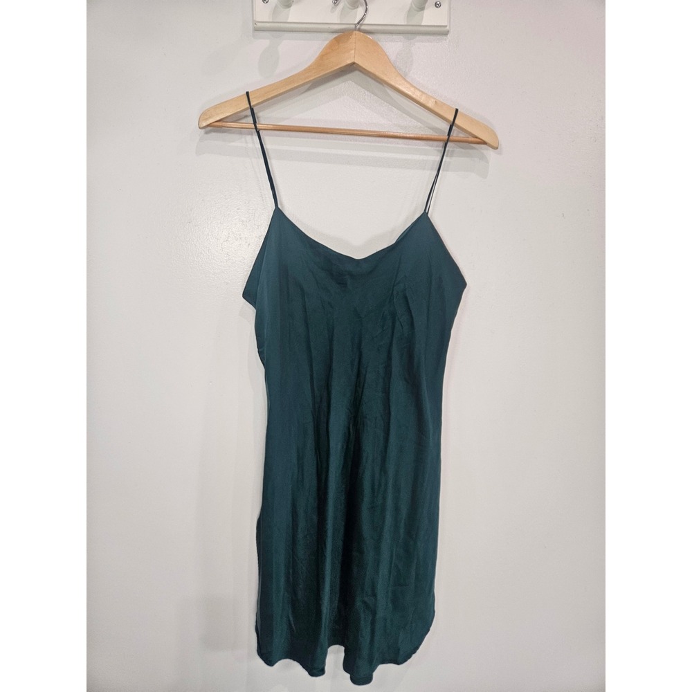 Victoria's Secret Gold Label 100% Silk Slip Dress Emerald Green Mini Medium